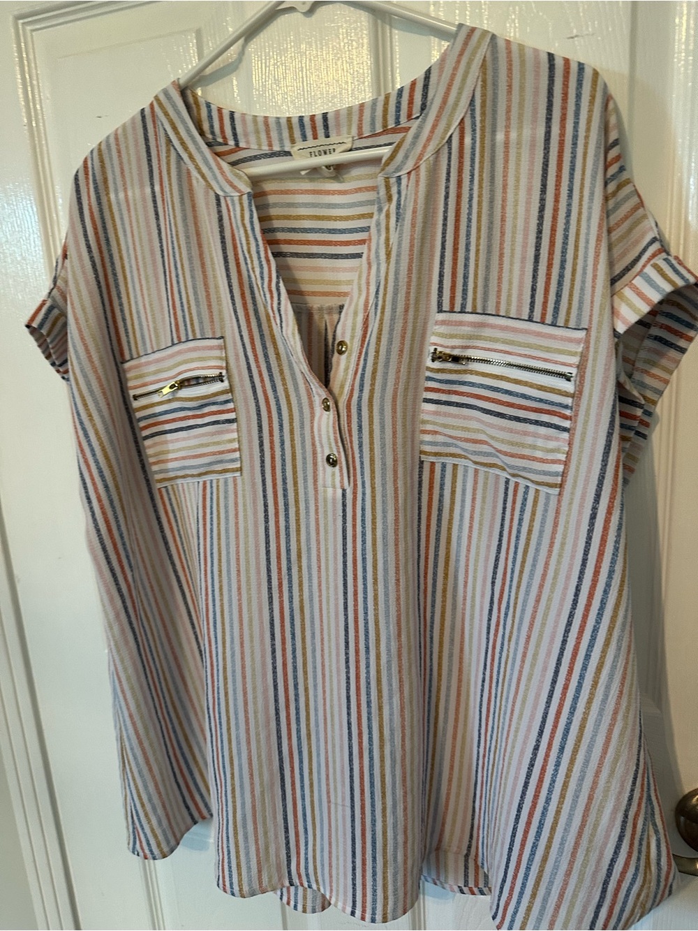 Flowy Multicolor Stripe Blouse - 2XL